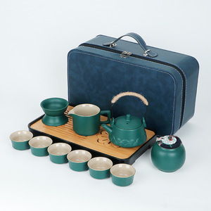 Portatile Vintage <span class=keywords><strong>giapponese</strong></span> Set vassoio da tè piccolo riutilizzabile in ceramica e metallo per viaggi all'aperto Design carino per uso domestico - Product Image 3