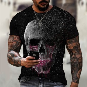 T-Shirt con <span class=keywords><strong>Stampa</strong></span> 3D di Teschio in Metallo per Uomo, Magliette con <span class=keywords><strong>Stampa</strong></span> Digitale Integrale, Top Hip Hop, Abbigliamento Personalizzato con Grafica - Product Image 4