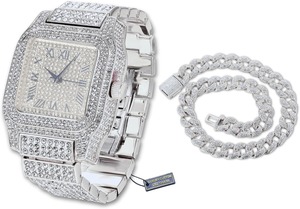 Reloj de Cristal con Diamantes Moissanite y Oro Amarillo para Hombre, Lujoso, Resistente al Agua 100 Bar, con Números Romanos, Esfera Cuadrada, Caja de Regalo - Product Image 6