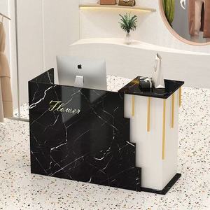 Modern White Marble <b>Reception</b> Desk & Front <b>Counter</b> Table with Custom Logo for Retail Showroom Lobby-Modern Luxury Design - Product Image 2