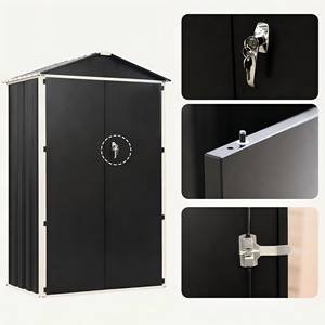 <span class=keywords><strong>Abri</strong></span> de <span class=keywords><strong>jardin</strong></span> en métal <span class=keywords><strong>4X3</strong></span> FT en acier galvanisé, <span class=keywords><strong>abri</strong></span> de rangement extérieur avec porte double verrouillable, toit en pente - Product Image 4