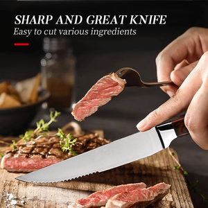 عرض ساخن: طقم سكاكين ستيك جاروين <span class=keywords><strong>2026</strong></span> مخصص من الفولاذ المقاوم للصدأ بشفرة مسننة وتصميم عصري ومقبض خشبي للمطبخ - Product Image 6