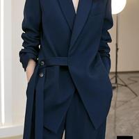 Nouvel Ensemble Costume Printemps et Automne 2026 Femme Grande Taille – Manteau Lâche et Pantalon Large Jambe