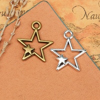 Pendentif ajouré en alliage argent bronze antique, motif étoile imbriquée, pour cadeaux d'équipe de cheerleading
