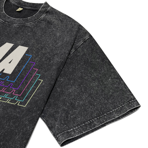 T-shirt vintage pour homme de haute qualité, en coton, à manches courtes, effet délavé, imprimé lettres multicolores Karma, col rond, coupe oversize, style streetwear - Product Image 4