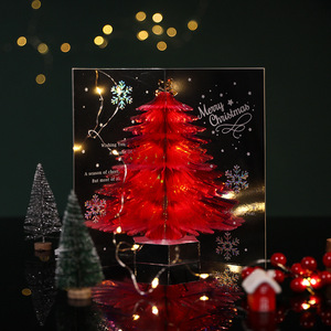 Tarjeta de Felicitación Navideña Ecológica con Árbol de Navidad 3D Pop-Up Único de DAMAI, con Cristales Brillantes, 10x20cm - Product Image 3
