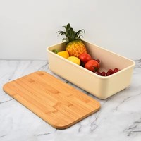 Vente en gros de grands récipients écologiques et durables pour fruits, bonbons, café, pain, avec couvercle en bambou, servant également de planche à découper
