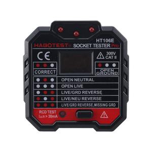 Habotest HT106B D E 소켓 테스터 디지털 디스플레이 전압 감지기 미국 EU 영국 플러그 화재 접지 제로 라인 극성 위상 확인 - Product Image 2