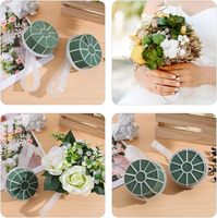 Support de bouquet Qibai avec poignée en résine phénolique PP, mousse florale et boue pour décoration de mariage DIY ronde