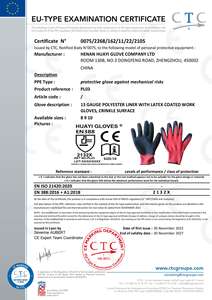 رخيص معتمد من CE قبضة آمنة مضادة للانزلاق ومغطاة بمادة اللاتكس من أجل البناء ، guantes de <span class=keywords><strong>Latex</strong></span> - Product Image 6