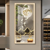 Luminous Color Canvas Modern Minimalist Art Light Luxury Decorative Lamp Simple Abstract Vertical LED Wall Art Painting Handmade