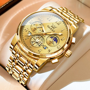 Luxe Heren Gouden Chronograaf Horloge Waterbestendig Lichtgevende Dubbellaags Wijzerplaten Quartz Horloge - Product Image 6