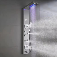 Colonne de douche murale FEIDU en acier inoxydable poli avec panneaux de massage à effet pluie en céramique, finition chromée, commande monocommande