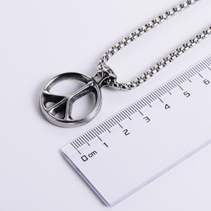 Bijoux pour hommes vintage en gros, acier inoxydable, hip hop, anti-guerres, bijoux en acier inoxydable, pendentif signe de la paix - Product Image 5