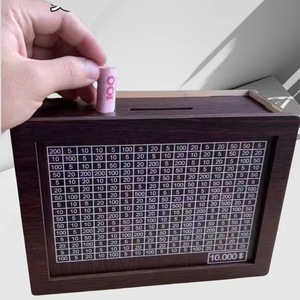 Tirelire en <span class=keywords><strong>bois</strong></span> de haute qualité avec compteur, tirelire artisanale pour enfants créatifs, objectif d'épargne de 10 000 euros - Product Image 2