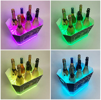 Nouveau design, seau à glace LED rectangulaire rechargeable 6L, télécommande, pour boîte de nuit, bar, fête, acrylique, portable, étanche