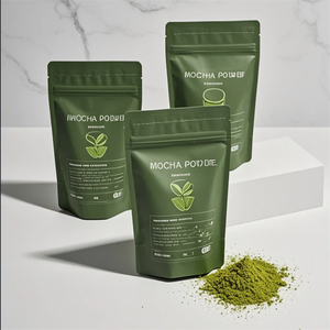 Feuille d'aluminium imprimée sur mesure de qualité alimentaire Finition mate 50g 100g Poudre de matcha Sac pochette debout avec fermeture éclair Sac en mylar - Product Image 1