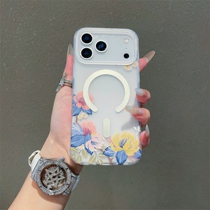 เคสโทรศัพท์ลายดอกไม้แบบด้าน IMD ดีไซน์ใหม่ สำหรับผู้หญิง อุปกรณ์เสริมมือถือ รองรับการชาร์จไร้สาย แม่เหล็กในตัว สำหรับ iPhone 17 16 15 14 13 - Product Image 4