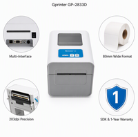 Imprimante d'étiquettes en maille Gprinter GP2833D, pour étiquettes de certificat et d'étagère, 80 mm, USB, thermique, 203 dpi, SDK, en stock