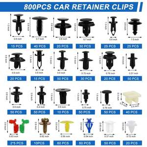Kit de clips de fixation pour pare-chocs en nylon, 24 tailles 835 pièces, rivets en plastique avec attaches Rem - Product Image 2