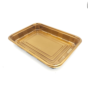 JY-830 Milieuvriendelijke gouden rechthoekige lunchbox met deksel, voedselverpakking, groothandel, zwarte kunststof - Product Image 2