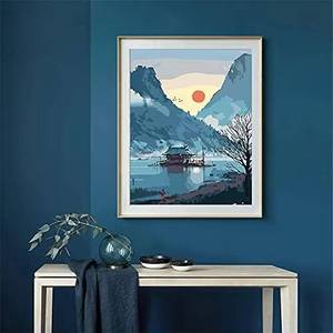 Kit de Pintura por Números, Serie Paisajes, Paisaje Chino al Atardecer, Marco Plegable, Arte para el Hogar, Pintura Decorativa DIY - Product Image 4