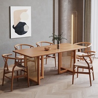Table à manger moderne MYUZ en bois massif avec plateau en marbre, design créatif en bois de rondin pour la maison, salon, combinaison élégante de chaises 2 places