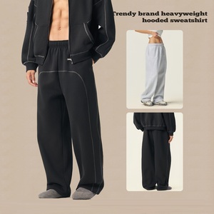 Pantaloni da Uomo in Felpa di Cotone e Poliestere 350G, Taglie Forti, Personalizzabili, con Linee a Contrasto, Stile Retrò Streetwear, Gamba Dritta, Casual con Coulisse - Product Image 2