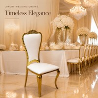 Chaises de mariage de luxe en acier inoxydable doré avec dossier en cuir blanc en forme de pétale pour événements, fêtes et banquets (vente en gros)
