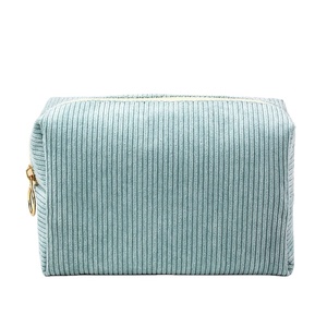 Sacs cosmétiques en velours côtelé, trousse de toilette, organisateur de voyage, pochette à fermeture éclair portable, trousse de maquillage rose, grande capacité, nouveauté 2024 - Product Image 1