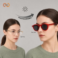 Lunettes de soleil rondes photochromiques TWOOO 52612 avec monture en acétate à changement de couleur et verres en nylon à teinte variable pour les grossistes