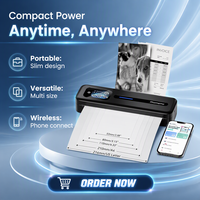 Imprimante thermique sans encre portable à écran tactile M832D, 300 dpi, compatible A4, iOS/Android/PC, batterie de voyage, noire