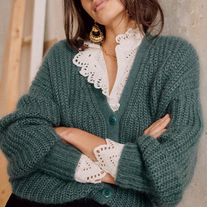 <span class=keywords><strong>Cardigan</strong></span> lungo autunno bianco in maglia Mohair da donna con scollo a V personalizzato a maniche lunghe Casual con bottone frontale produttori di maglieria inclusi - Product Image 2