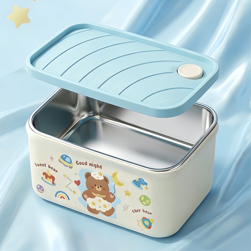 [304 Stainless Steel Inner Liner] Moon Bear Bento Box with Lid