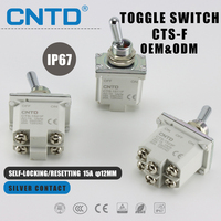 Interruptor de Palanca CNTD CTS-F SPST de 2/3/4/6 Pines con Terminal de Conexión Rápida # 250) Interruptor Momentáneo Autoblocante 15/20A 250V 12mm Montaje IP67