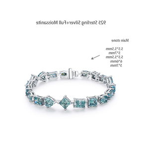 Nueva Colección de Joyería de Moda: Pulseras con Dijes de Moissanita, Corte Princesa, Cuadrado, Corazón, Esmeralda, Ovalado, Eslabones de Plata y Forma de Letra - Product Image 6