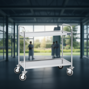 Carrello di Servizio in Acciaio Inox a 2 Ripiani 800X500 mm per Ospedale - Product Image 3