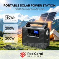 Station d'alimentation portable LiFePO4 200W 160Wh à onde sinusoïdale pure, générateur solaire MPPT pour camping, voiture, extérieur et alimentation de secours d'urgence