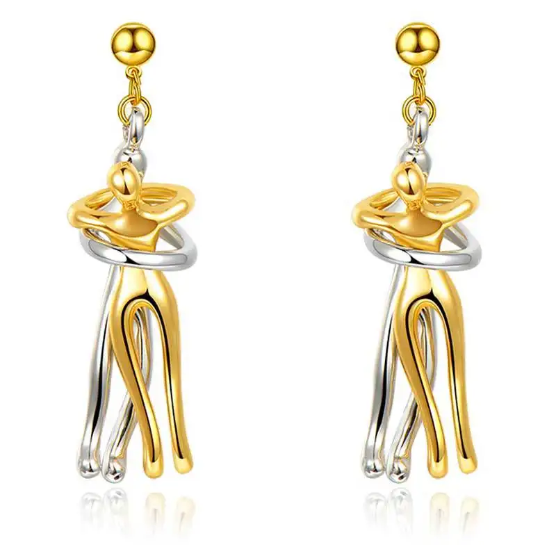 SSeeSY conception personnalisée bijoux de mode de haute qualité en laiton plaqué or 18 carats boucles d'oreilles pour couples embrasser pour femmes filles