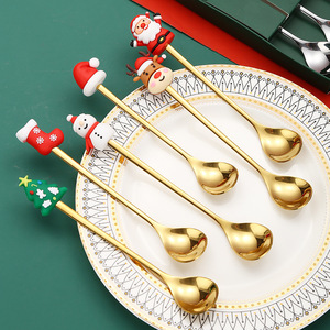 ชุดช้อนส้อมคริสต์มาสสแตนเลสสตีล ดีไซน์ซานตาคลอส กล่องของขวัญ อุปกรณ์ทานขนมหวานสำหรับวันหยุด - Product Image 4