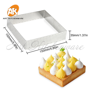 AK H2cm Vòng bánh tart kiểu Pháp đục lỗ bằng thép không gỉ cao hình bầu dục hình tròn 3.5cm khuôn bánh mousse dụng cụ nướng bánh - Product Image 5