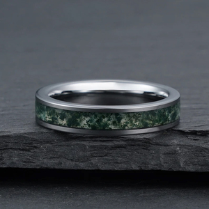 Anillo de ágata musgosa de carburo de tungsteno de 4mm y 6mm recién llegado al por mayor, anillos de boda originales para mujer de tungsteno, anillo de deshierbe para niña - Product Image 3
