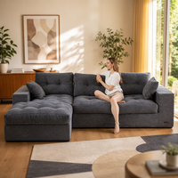 Ensemble de canapés modulaires mobiles en velours en forme de nuage, livrés en boîte, avec mousse haute densité, pour salon inclinable