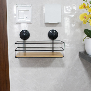 Étagère de <span class=keywords><strong>douche</strong></span> murale en acier peint et bambou naturel, sans perçage, durable et de qualité supérieure, avec <span class=keywords><strong>ventouse</strong></span> - Product Image 4