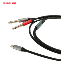Maßgefertigtes HiFi-Audiokabel Typ C auf 6,35mm Klinkenstecker Adapter Stereo-Verstärker Mobiltelefon-Mixer-Verbindung USB-C auf 6,35mm Kabel 2M