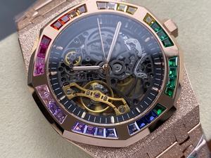 Reloj Mecánico de Lujo para Buceo, de la Mejor Calidad, 41 mm, Fábrica THB, Movimiento 3132, 15412, Esqueleto con Piedras Preciosas en Oro Rosa Esmerilado - Product Image 2