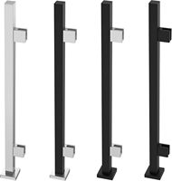 Poteau carré en acier inoxydable satiné 316 pour garde-corps en verre de 3/8" ou 1/2"
