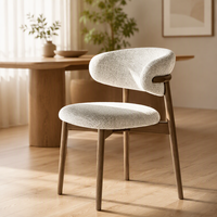 Chaise de salle à manger en tissu de style moderne du milieu du siècle, avec dossier incurvé, pieds en métal, chaise d'appoint rembourrée pour cuisine et salon