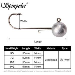 Spinpoler <span class=keywords><strong>hameçon</strong></span> de pêche 5g 7g 10g 14g boule ronde tête de gabarit longue tige <span class=keywords><strong>hameçon</strong></span> sans mauvaises herbes <span class=keywords><strong>hameçon</strong></span> <span class=keywords><strong>ver</strong></span> souple leurre brochet bar <span class=keywords><strong>truite</strong></span> - Product Image 2
