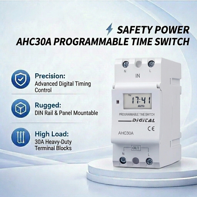 CNFLY AHC-30 Factory Price Microcomputer Timer Switch | Weekly/Daily Programmable Digital Relay with IP20 for 220V 30A Control
